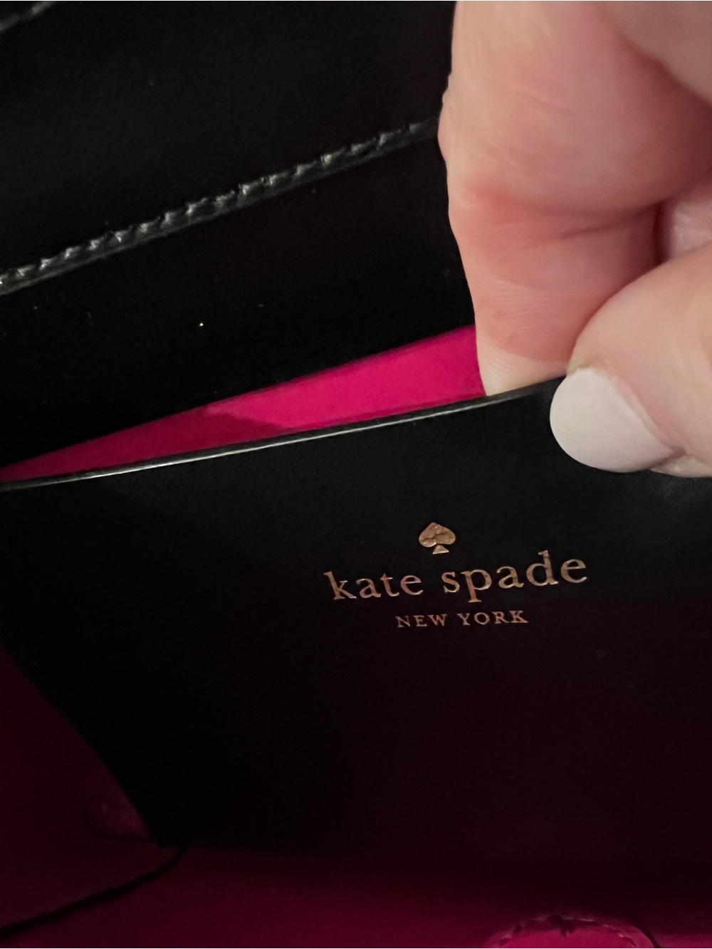 Kate Spade New York Black Leather Flap Crossbody Bag Pink Interior Gold Hardware - Picture 4 of 10